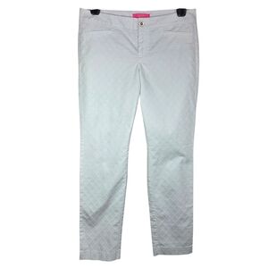 Lilly Pulitzer Kelly Textured Ankle Pants In White Mizner Stretch Jacquard 10
